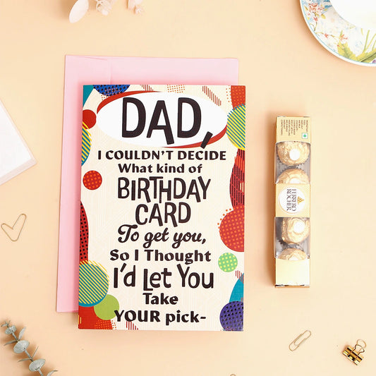 Happy Birthday Dad Greeting Card and Ferrero Rocher 50 GM