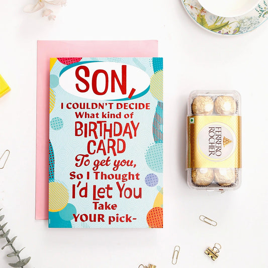 Happy Birthday Son Greeting Card and Ferrero Rocher 200 GM