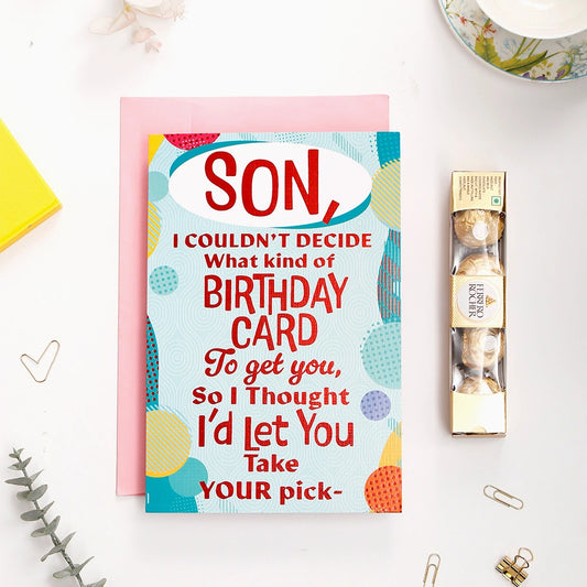 Happy Birthday Son Greeting Card and Ferrero Rocher 50 GM