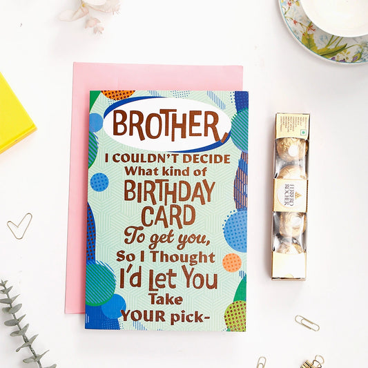 Happy Birthday Brother Greeting Card and Ferrero Rocher 50 GM