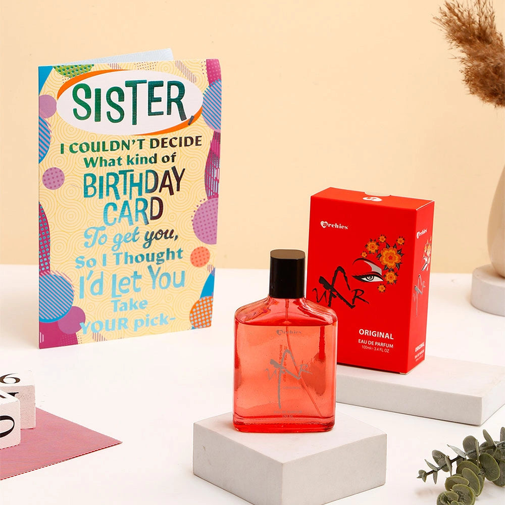 Happy Birthday Sister Greeting Card and UXR Perfume