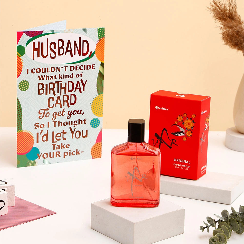 Happy Birthday Husband Greeting Card and UXR Perfume