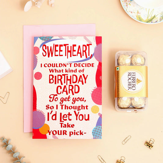 Happy Birthday Sweetheart Greeting Card and Ferrero Rocher 200 GM