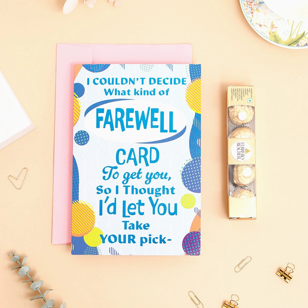 Farewell Greeting Card and Ferrero Rocher 50 GM
