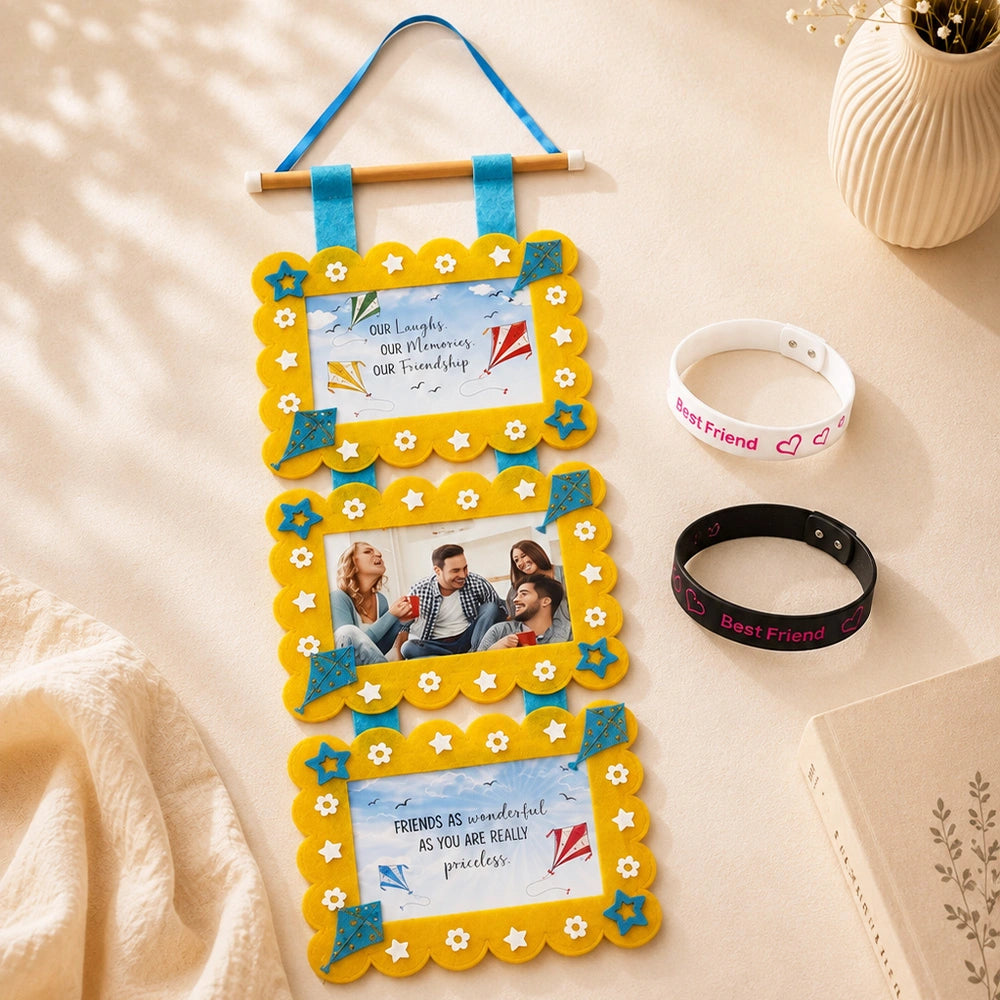 Archies Friendship Hanging Photo Frame & Silicone Bracelet Set