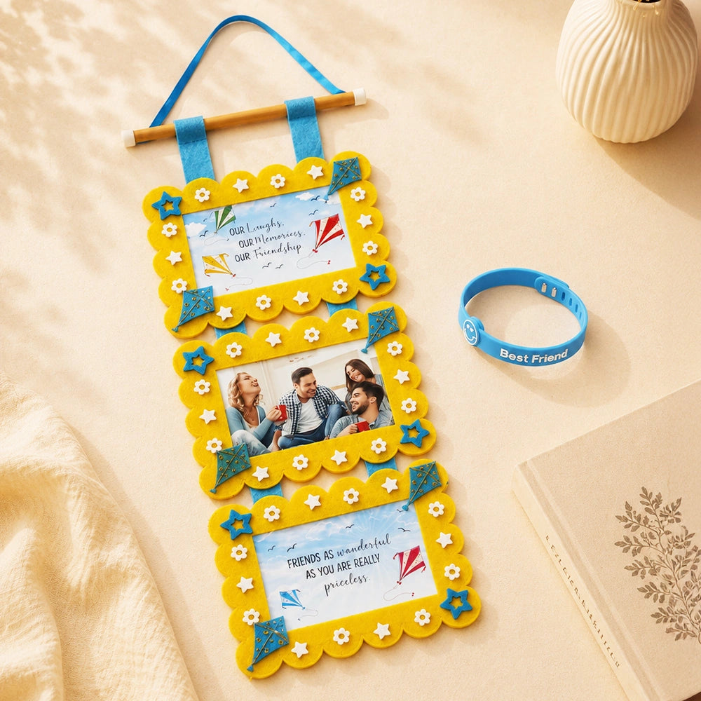 Archies Hanging Photo Frame & Blue Silicone Bracelet Set