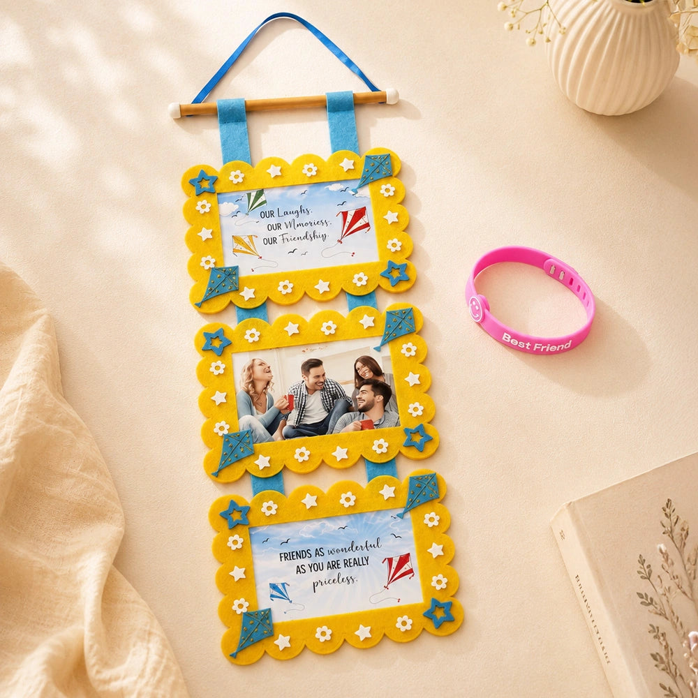 Archies Hanging Photo Frame & Pink Silicone Bracelet Set