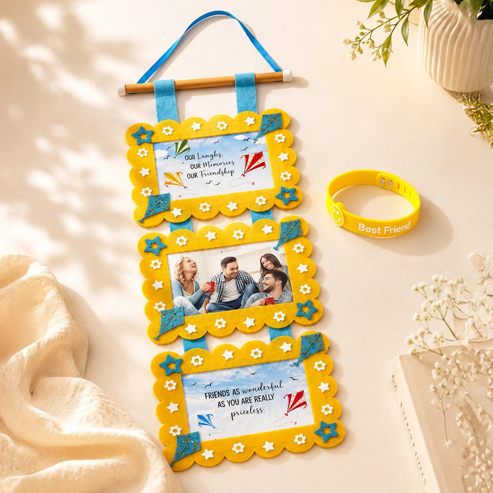 Archies Hanging Photo Frame & Yellow Silicone Bracelet Set