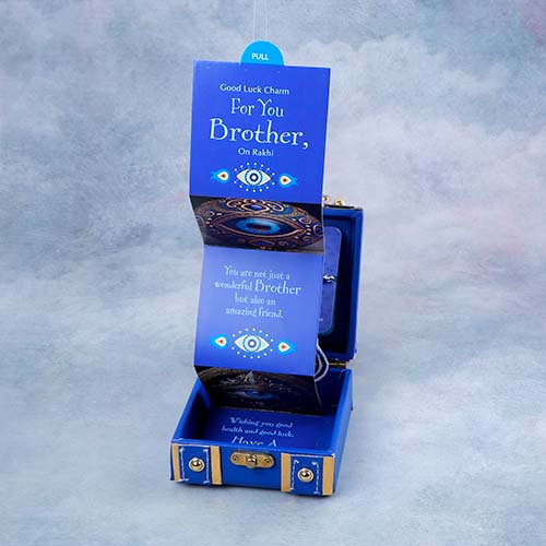 Blue Rakhi Trunk Box with Dry Fruits