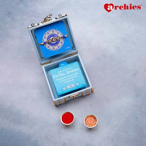 Evil Eye Rakhi Trunk Box with Hershey's Chocolates