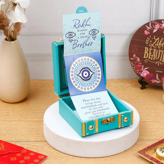 Teal Nazar Suraksha Rakhi Treasure Box