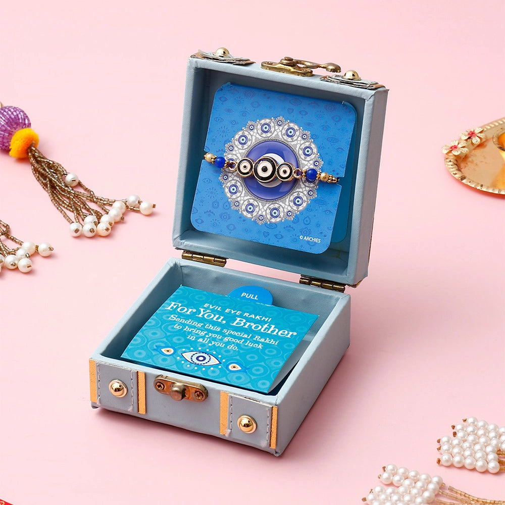 Blue Evil Eye Protection Rakhi Treasure Box