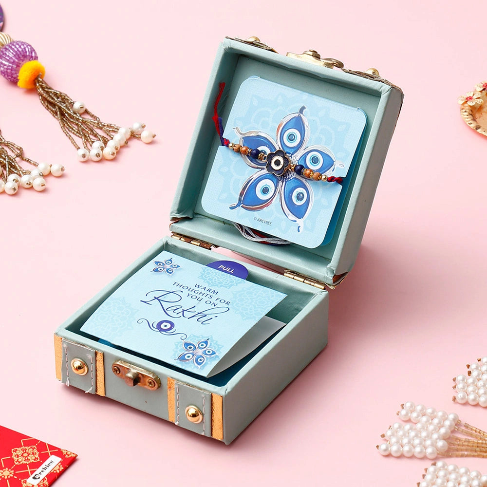 Blooming Evil Eye Blue Rakhi Treasure Box