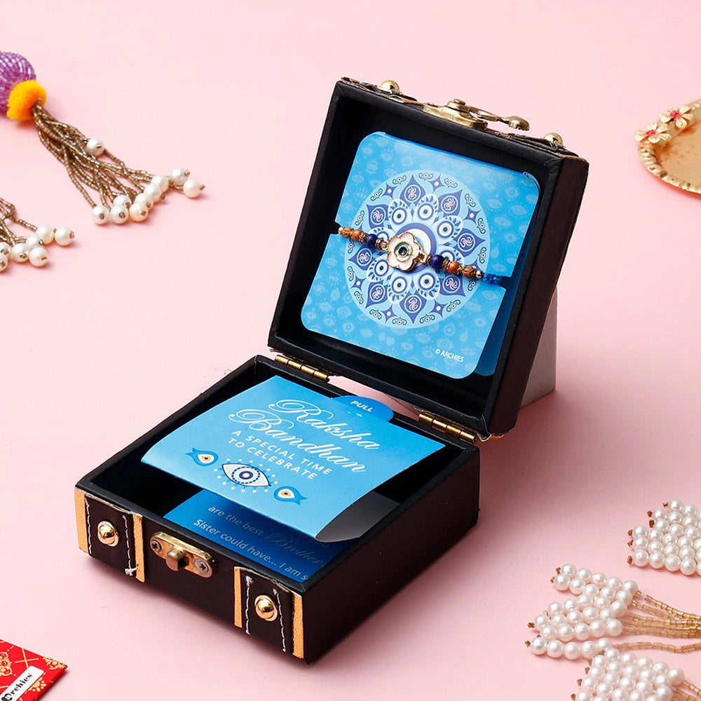 Midnight Floral Evil Eye Rakhi Treasure Box