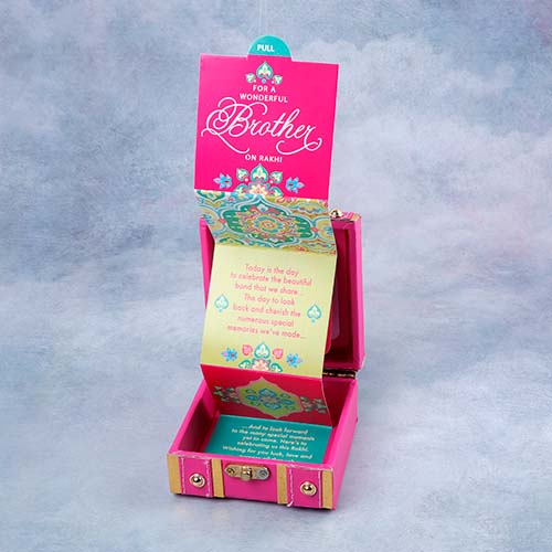 Magenta Rakhi Trunk Box with Hershey's Chocolates