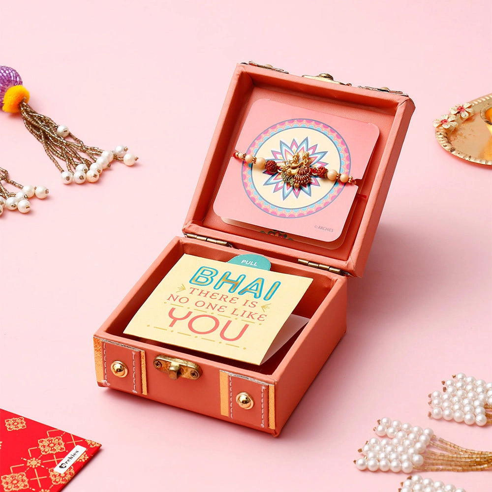 Radha Krishna Coral Rakhi Treasure Box