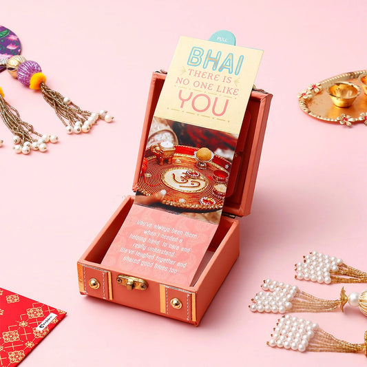 Radha Krishna Coral Rakhi Treasure Box
