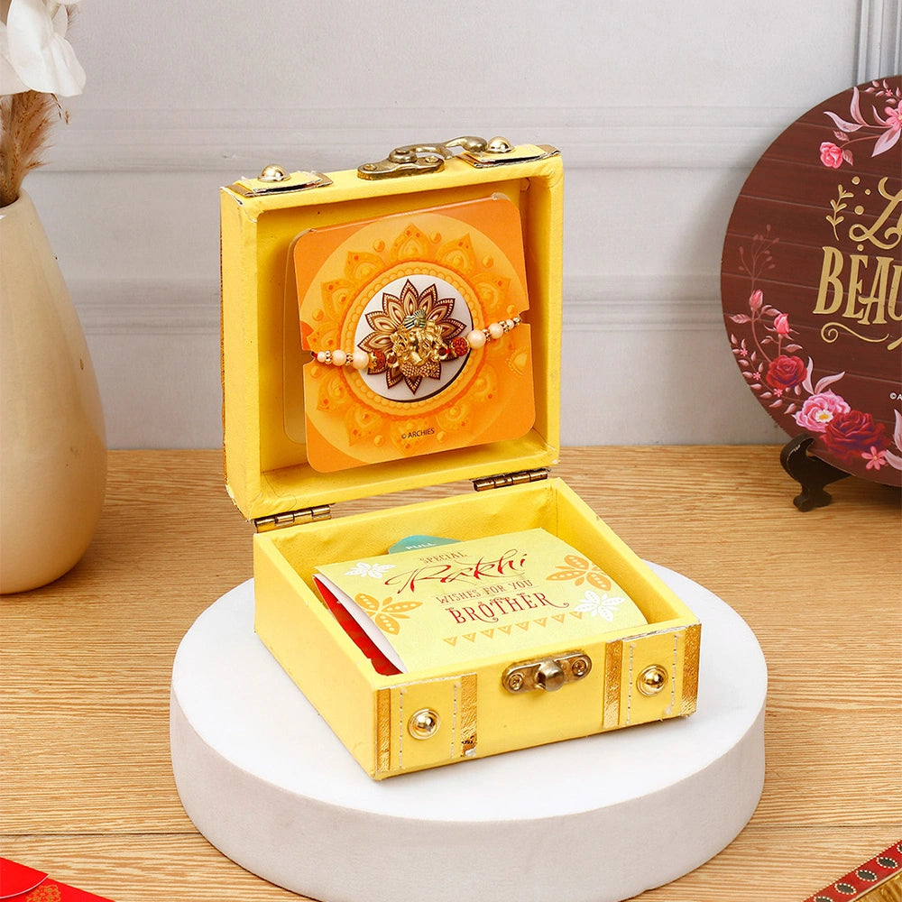 Golden Ganesha Rakhi Treasure Box
