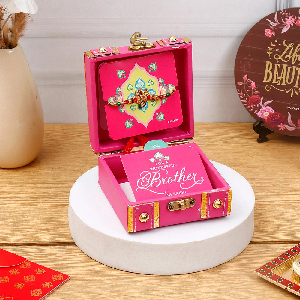 Heritage Magenta Rakhi Treasure Box