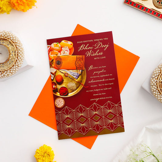 Bhai Dooj Greeting Card with Ferrero Rocher 16 Pcs Gift Box