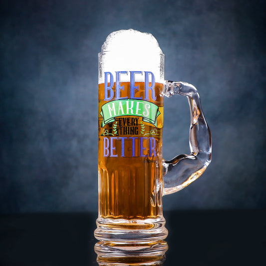 Beer Makes it Better Premium Glass Beer Mug