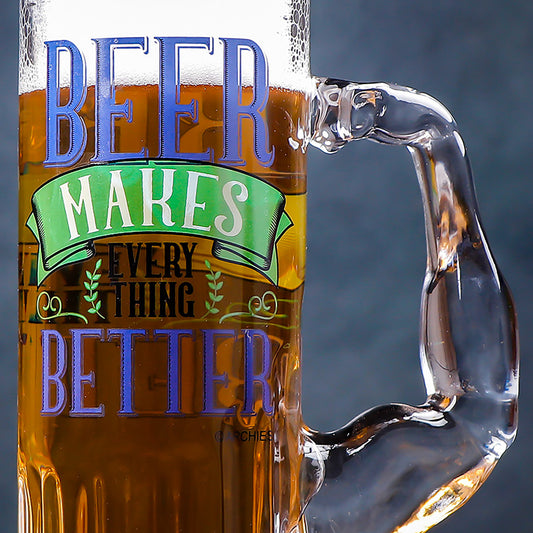 Beer Makes it Better Premium Glass Beer Mug