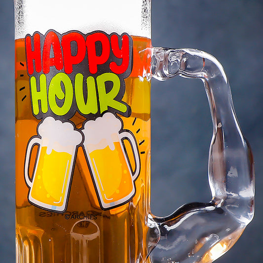 Happy Hour Premium Glass Beer Mug
