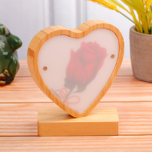 Wooden Heart Light Up Photo Frame