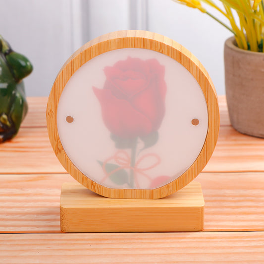 Wooden Circle Light Up Photo Frame