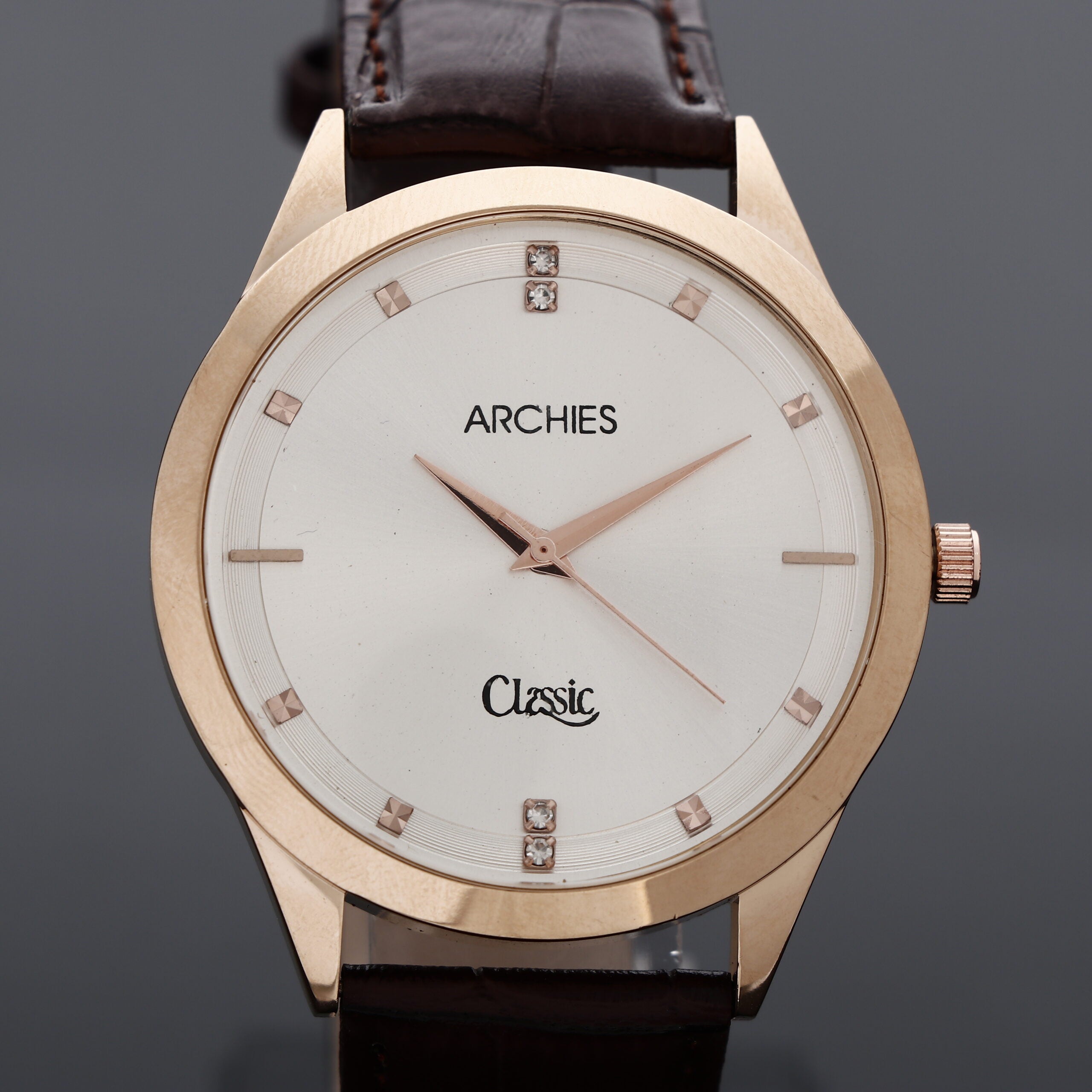 Brown Leather Strap Couple Wrist Watch