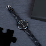 Black Leather Strap Couple Wrist Watch