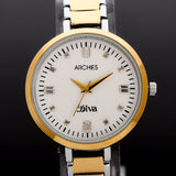 Golden Silver Strap Wrist Watch