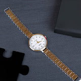 Golden Silver Strap Wrist Watch