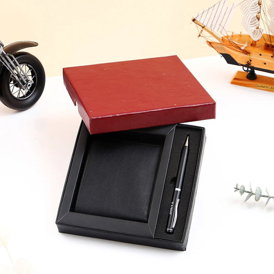 Imperial Black Wallet With Pen Gift Set