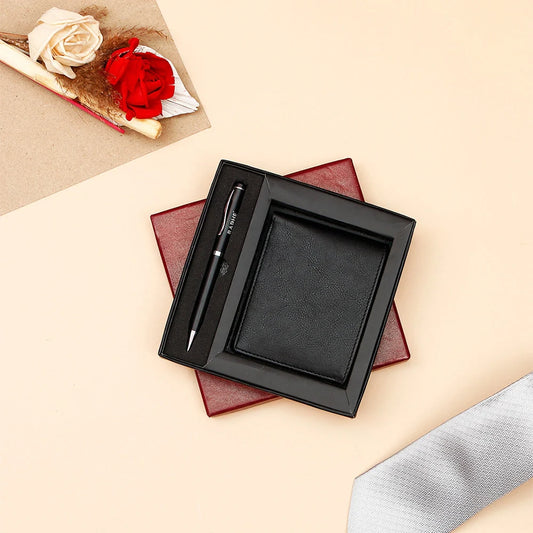 Imperial Black Wallet With Pen Gift Set
