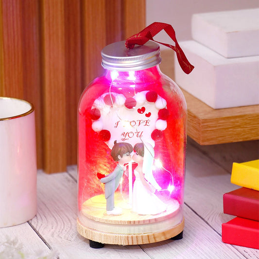 I Love You Bridal Couple Figurine in Glass Jar