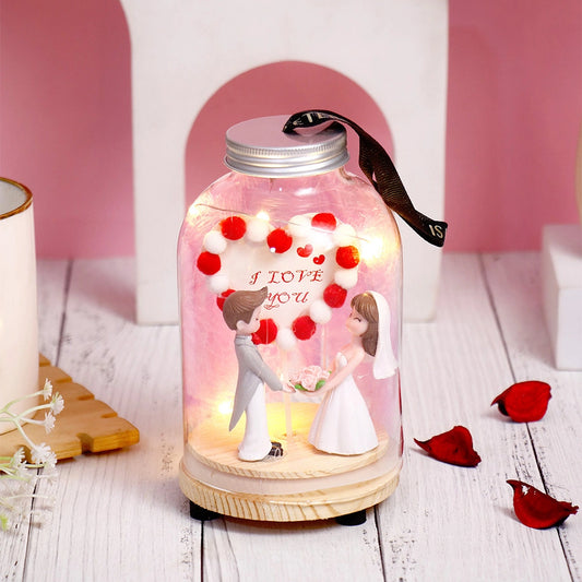 I Love You Bridal Proposal Figurine in Glass Jar