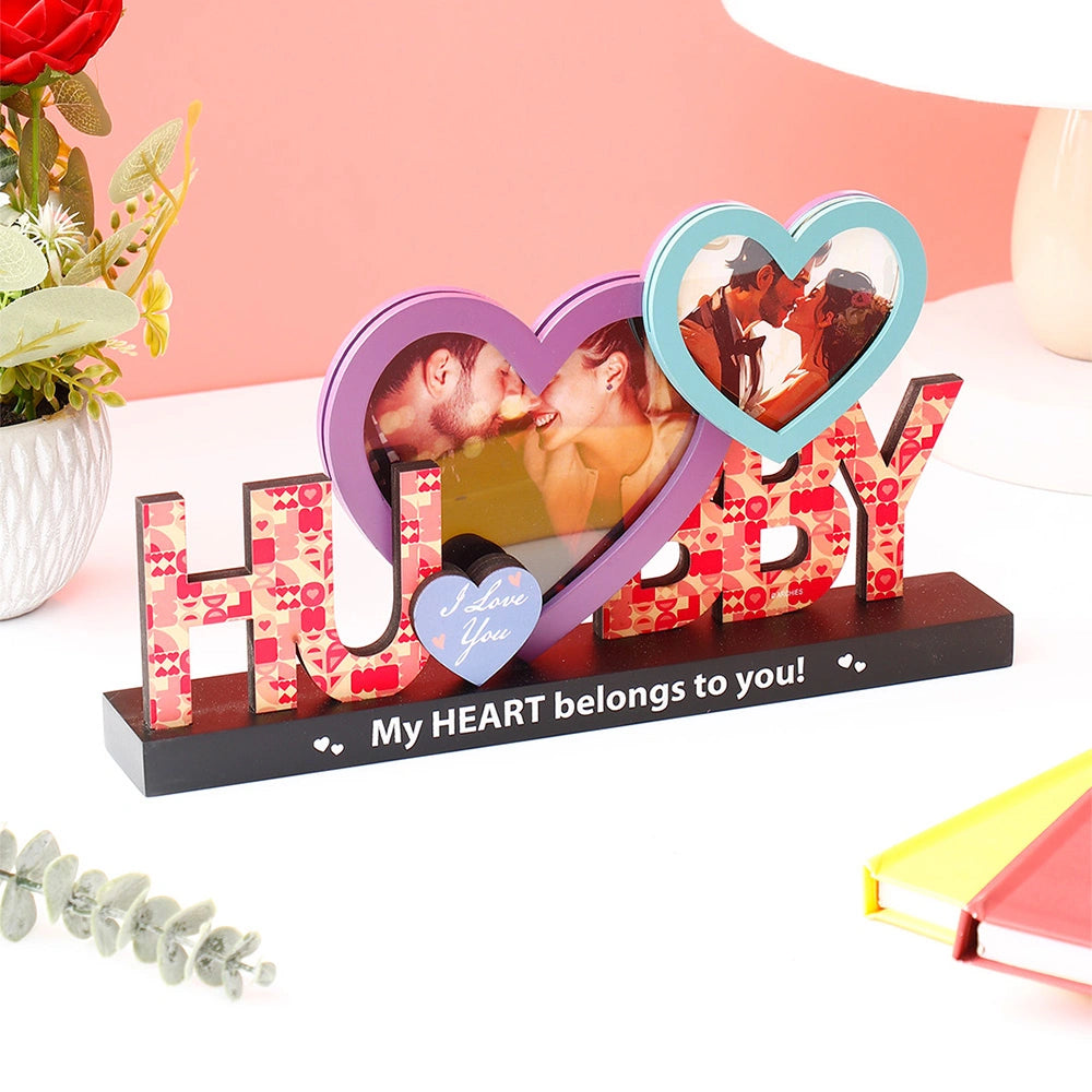 Hubby Personalized Dual Heart Photo Frame