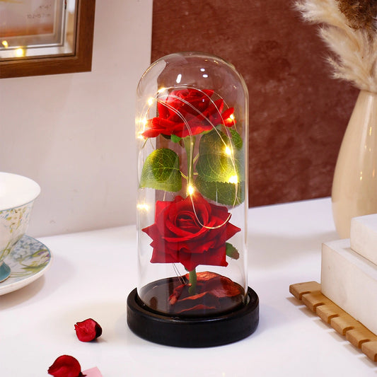 Archies Double Red Rose Dome with Black Base