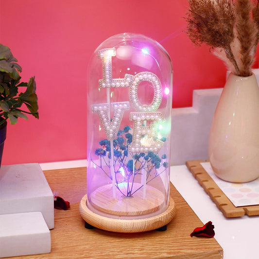 Archies Love Pearl Letter Glass Dome