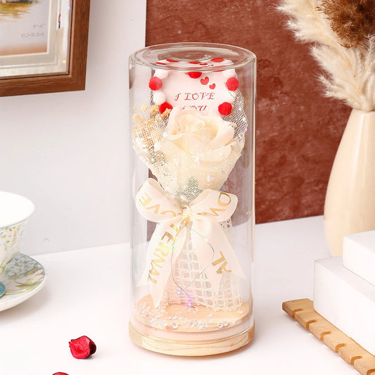 Archies I Love You White Rose Cylinder Dome