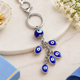 Archies Oval Design Blue And White Protective Evil Eye Keychain