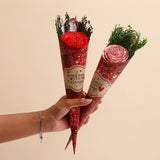 Pink and Red Glitter Artificial Rose Bouquet