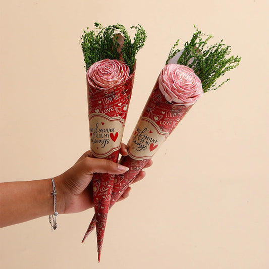 Pack Of 2 Pink Glitter Artificial Rose Bouquet