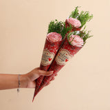 Pack Of 3 Pink Glitter Artificial Rose Bouquet