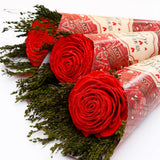 Pack Of 3 Red Glitter Artificial Rose Bouquet