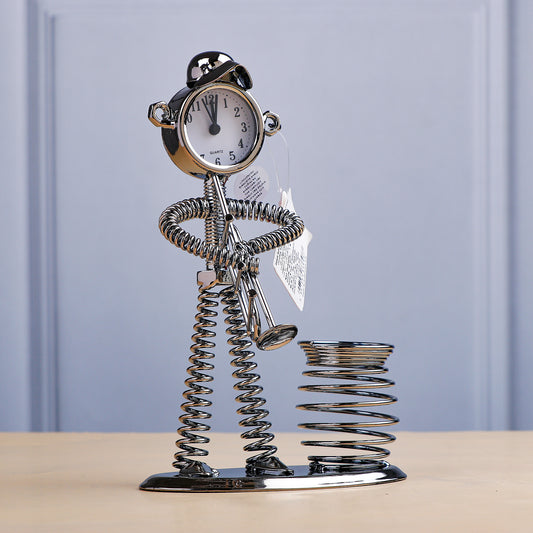 Spring Man with Instrument Clock Penstand