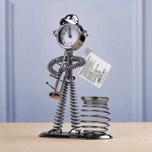Spring Man with Instrument Clock Penstand