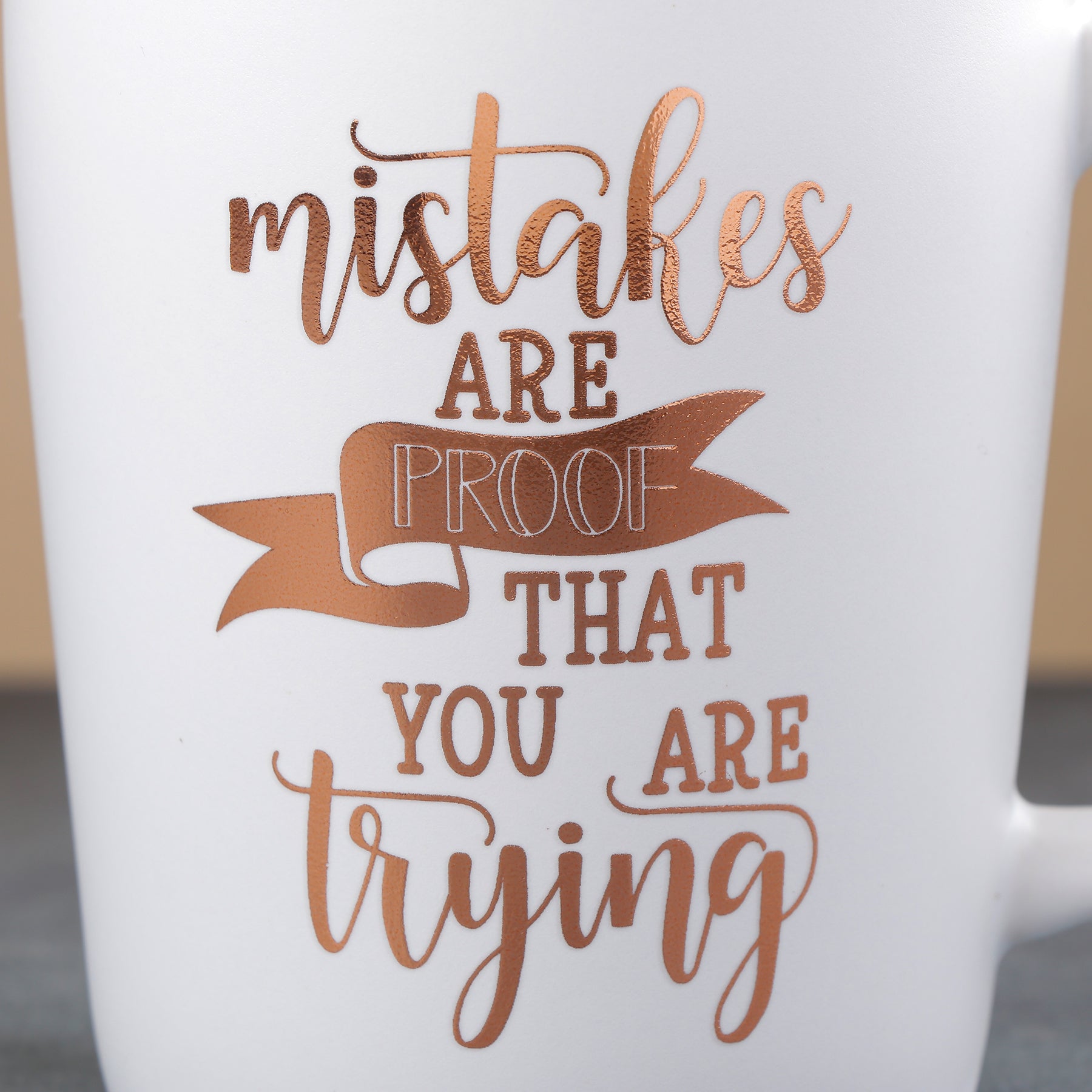 White and Golden Ceramic Coffee Mug