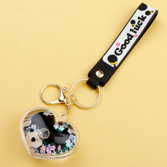 Sweetheart Panda Liquid Glitter Keychain